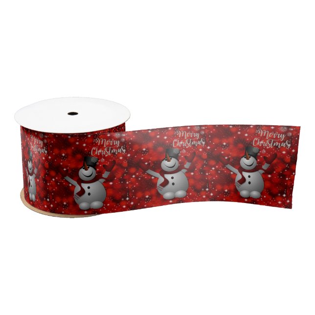 Christmas Ribbon, Snowman Satin Ribbon (Spool)