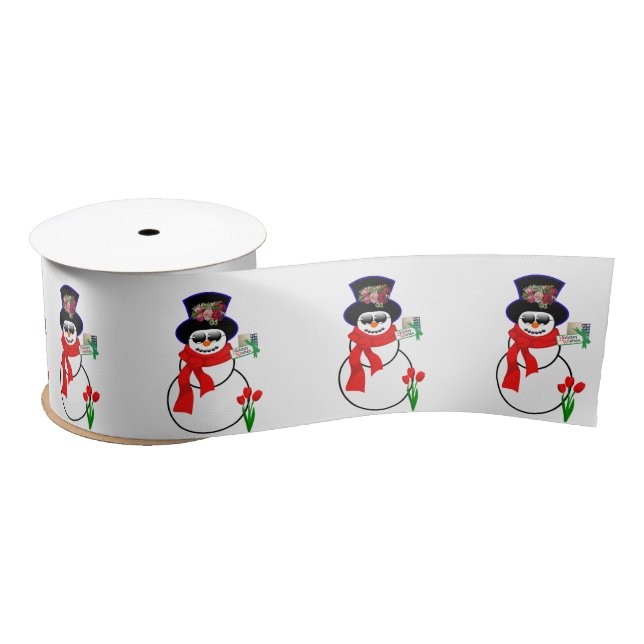 Christmas Ribbon, Snowman Satin Ribbon (Spool)