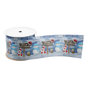 Christmas Ribbon, Snowman Satin Ribbon