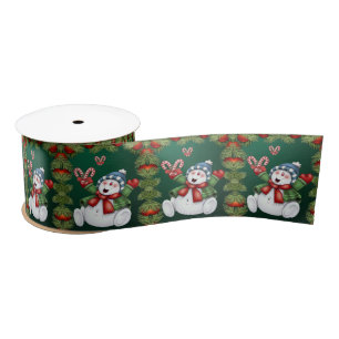 Christmas Ribbon, Snowman Satin Ribbon