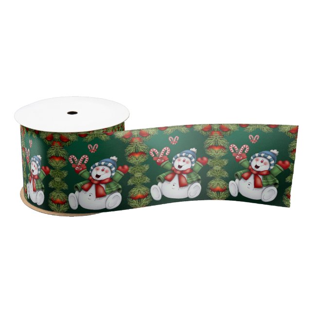 Christmas Ribbon, Snowman Satin Ribbon (Spool)