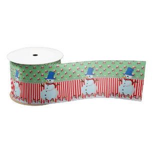 Christmas Ribbon, Snowman Satin Ribbon
