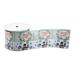 Christmas Ribbon, Snowman Satin Ribbon