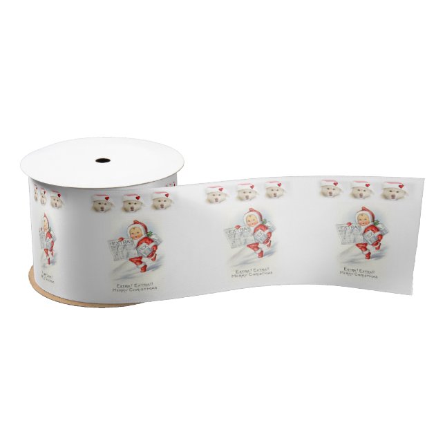 Christmas Ribbon, Vintage Satin Ribbon (Spool)