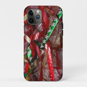 Christmas Ribbons Red Green and Gold Holiday iPhone 11 Pro Case