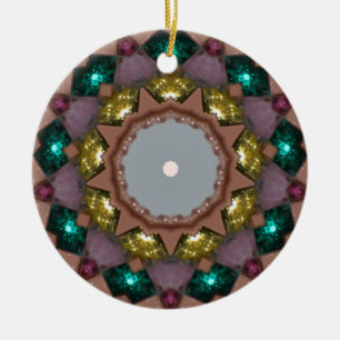 Christmas Riches Fractal Ceramic Ornament