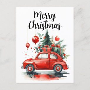 Christmas ride with presents holiday postcard