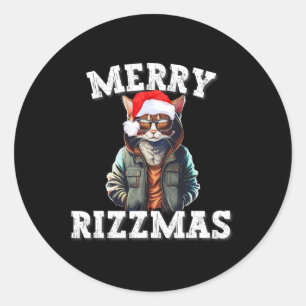 Christmas Rizzler Cat W Rizz Meme Rizzler With The Classic Round Sticker