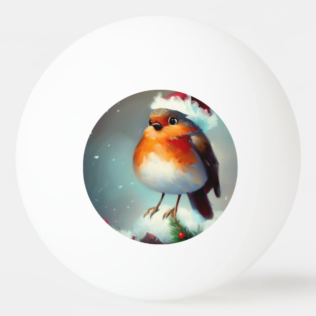 Christmas Robin (1) Ping Pong Ball (Front)