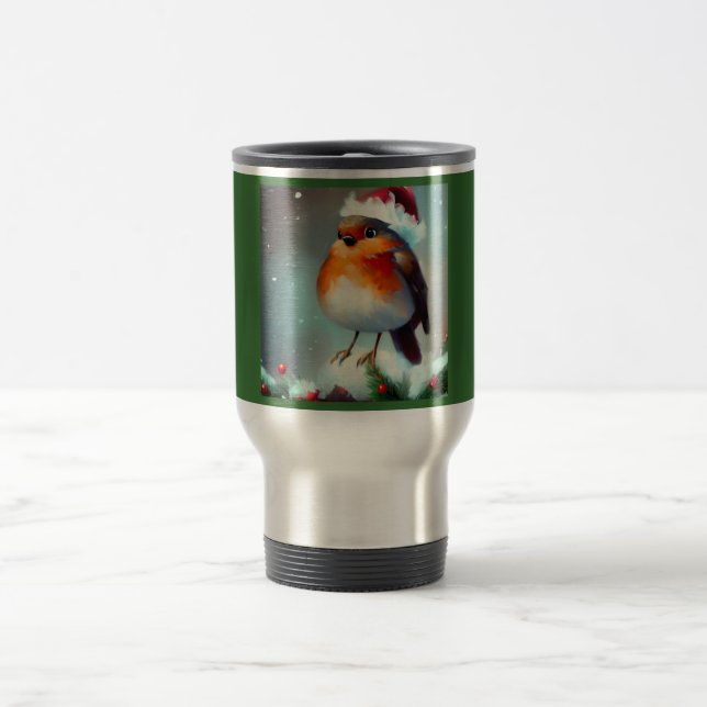 Christmas Robin 1 Travel Mug (Center)
