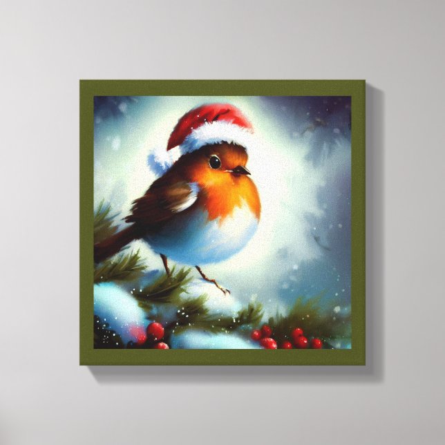 Christmas Robin 3 Canvas Print (Front)