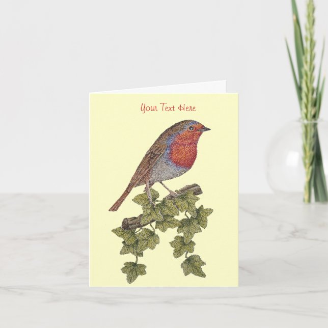 Christmas Robin and ivy leaves illustration Holiday Card (Front)