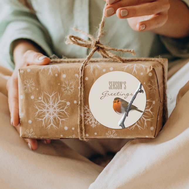 Christmas Robin Bird Season's Greetings Sticker (Season's Greetings from Bob the robin)