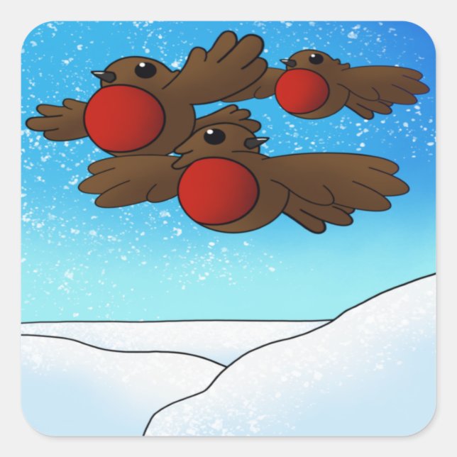 Christmas Robin Birds Square Sticker (Front)