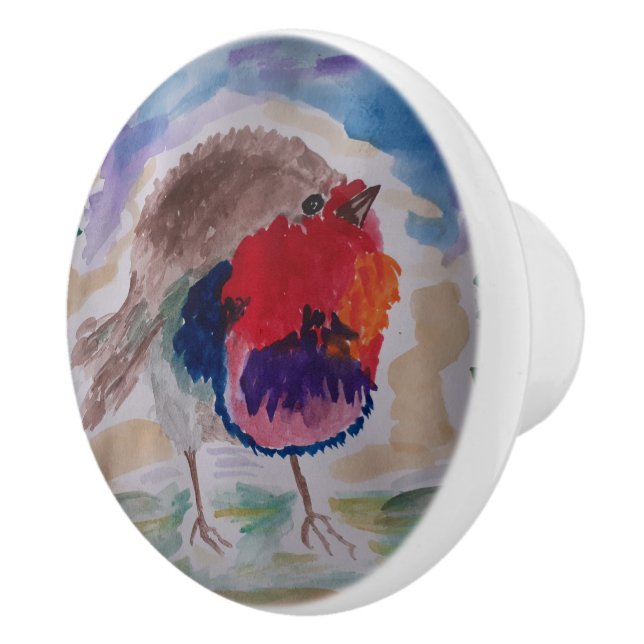 Christmas Robin  Ceramic Knob (Right)