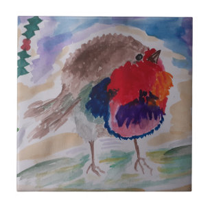 Christmas Robin Ceramic Tile