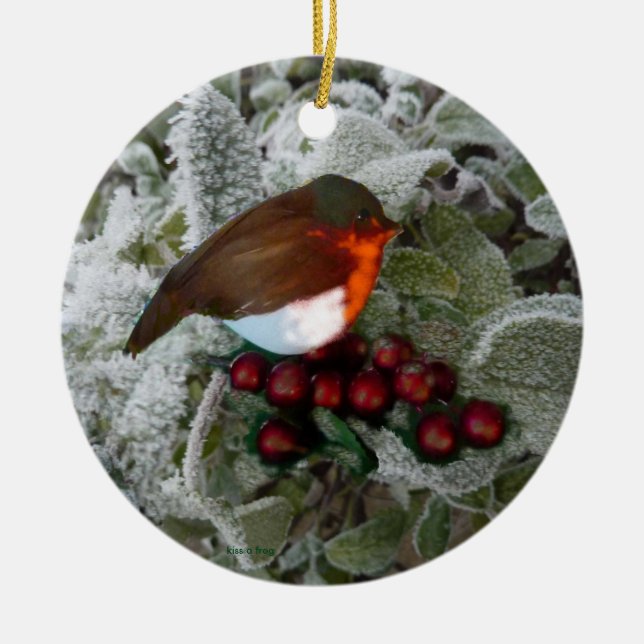 Christmas Robin Ceramic Tree Decoration (Front)