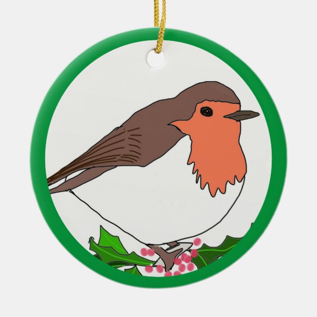 Christmas Robin Ceramic Tree Decoration (Front)