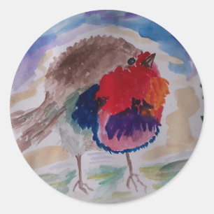 Christmas Robin Classic Round Sticker