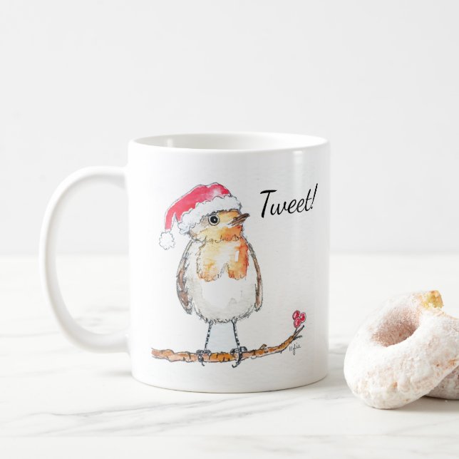 Christmas Robin Coffee Mug (With Donut)