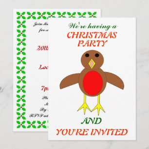 Christmas Robin Custom Party Invites