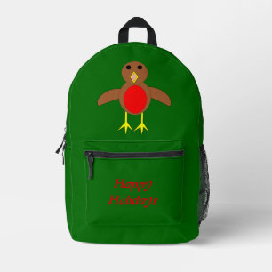 Christmas Robin Custom Printed Backpack