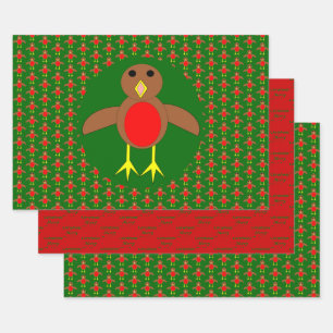 Christmas Robin Custom Wrapping Paper Sheet