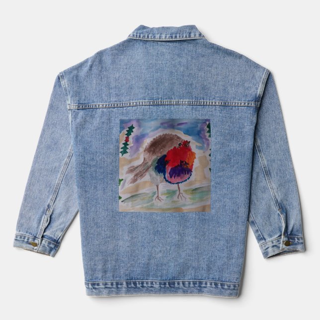 Christmas Robin Denim Jacket (Back)