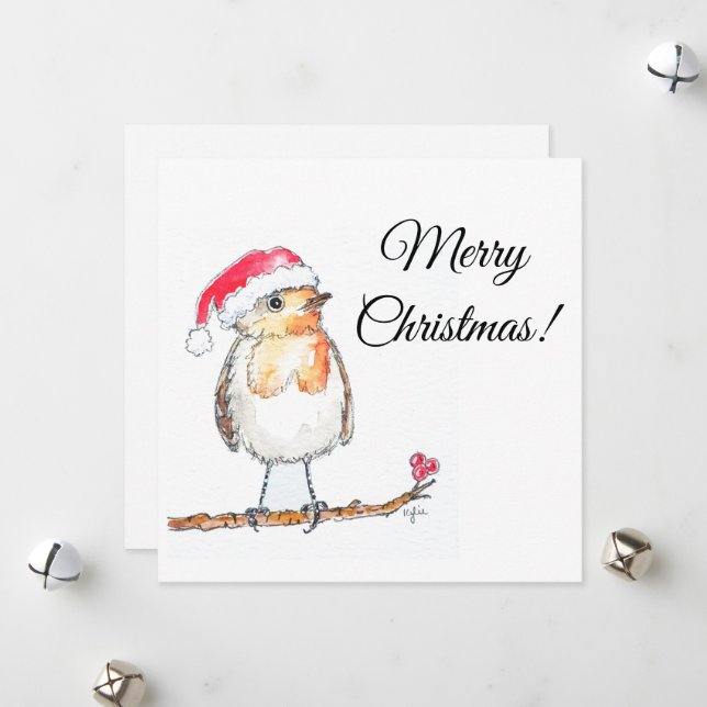 Christmas Robin Holiday Card (Front/Back In Situ)