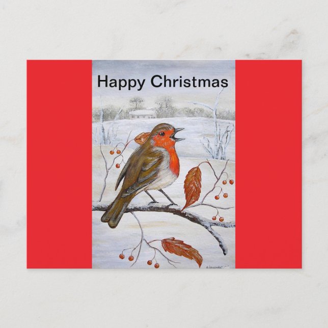 Christmas Robin Holiday Postcard (Front)