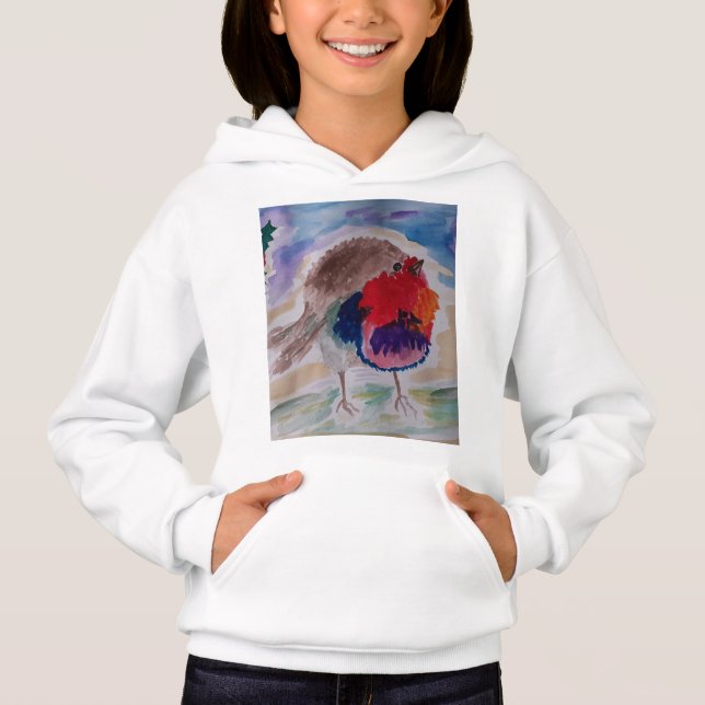 Christmas Robin Kids Hoodie (Front)