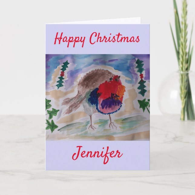 Christmas Robin Personalised Christmas Card (Front)