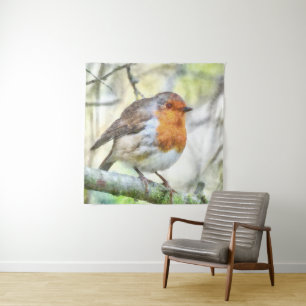 Christmas Robin Redbreast Winter Watercolor Tapestry