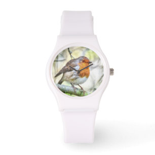 Christmas Robin Redbreast Winter Watercolor Watch