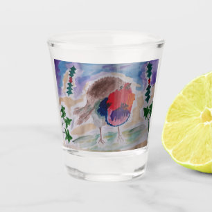 Christmas Robin Shot Glass