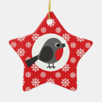 Christmas Robin Snowflakes Red