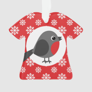 Christmas Robin Snowflakes Red Ornament