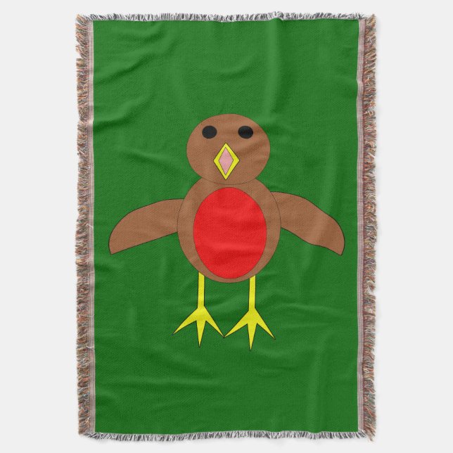 Christmas Robin Throw Blanket (Front Vertical)