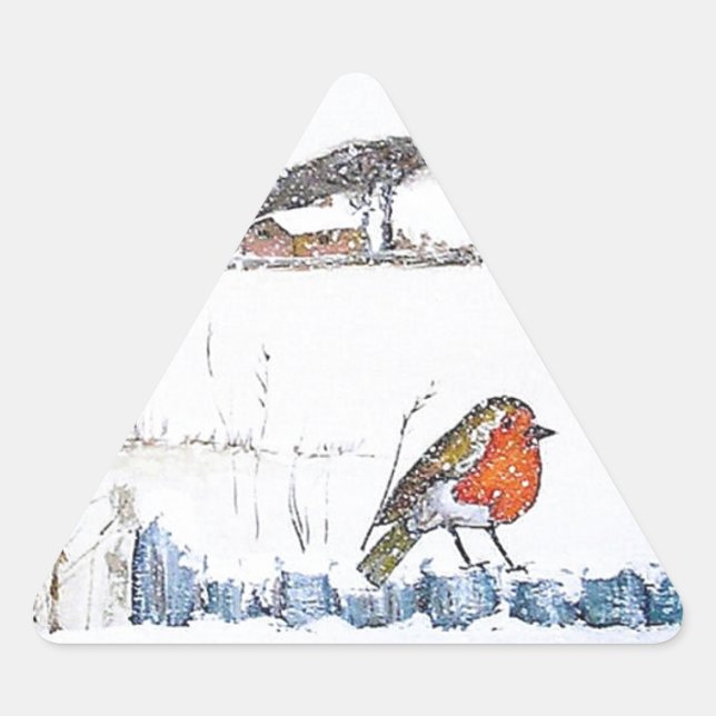 Christmas Robin Triangle Sticker (Front)