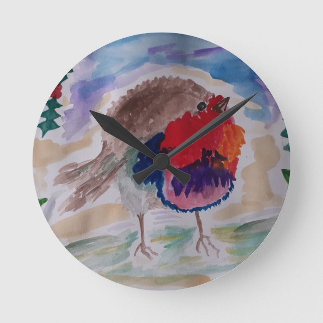 Christmas Robin Wall Clock (Front)