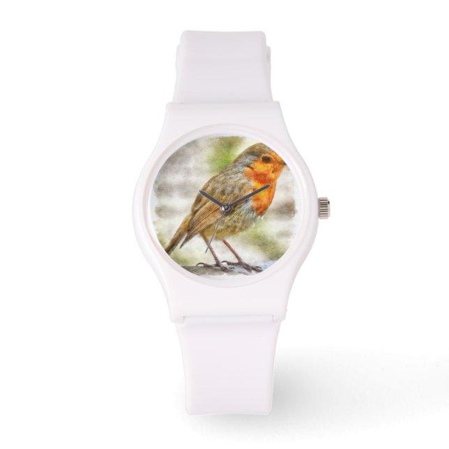 Christmas Robin Winter Watercolor Watch (Front)