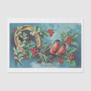Christmas Robins with Horseshoe Decoupage Tissue Paper