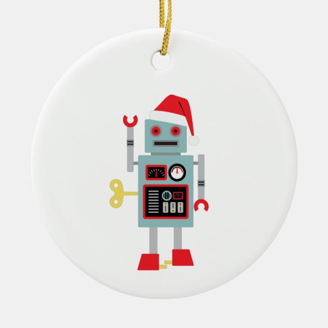 Christmas Robot Ceramic Tree Decoration (Front)