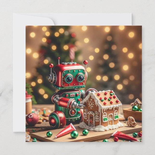 Christmas Robot Greeting Card (Front)
