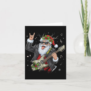 Christmas Rock &amp; Roll Santa Claus Guitar Playe Card