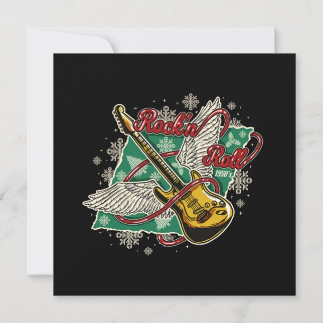 Christmas Rock n Roll Electric Guitar Rock Music Invitation (Front)