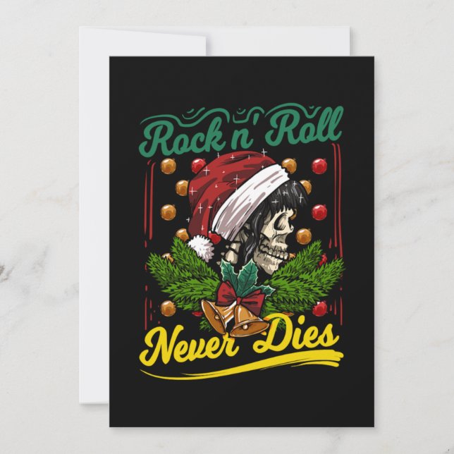 Christmas Rock n Roll Never Dies Rockabilly Girl S Invitation (Front)