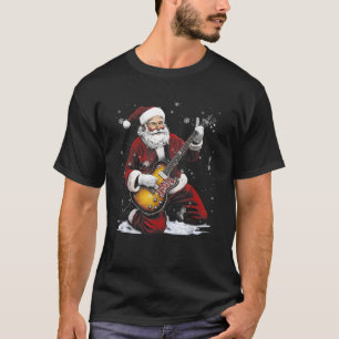 Christmas Rock Santa Claus Play Electric Guitar Ro T-Shirt