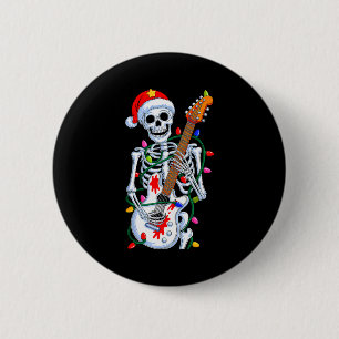 Christmas Rocker Skeleton Santa Rock Hand Xmas Men 6 Cm Round Badge