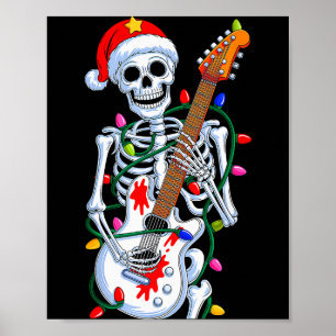 Christmas Rocker Skeleton Santa Rock Hand Xmas Men Poster